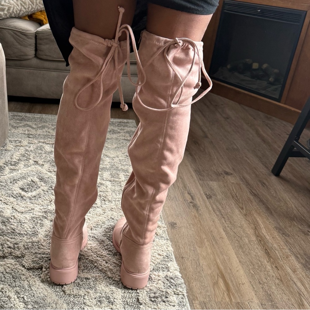 Chic Over-the-Knee Pink Boots
